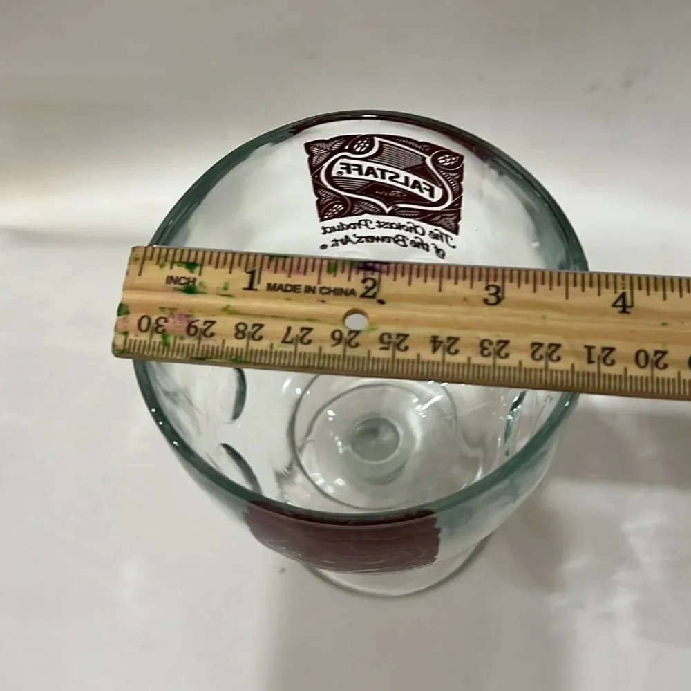 Falstaff Beer Burgundy Red 16 Ounces Cold Draft Beer Glass  Stemmed Mug Vintage